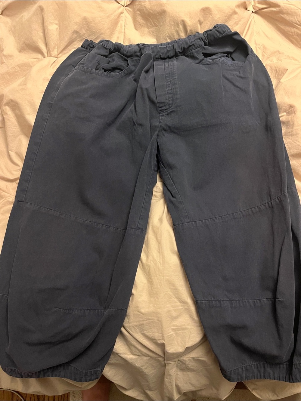 Roucha Pace Canvas Relaxed Navy Elastic-Waist Pants